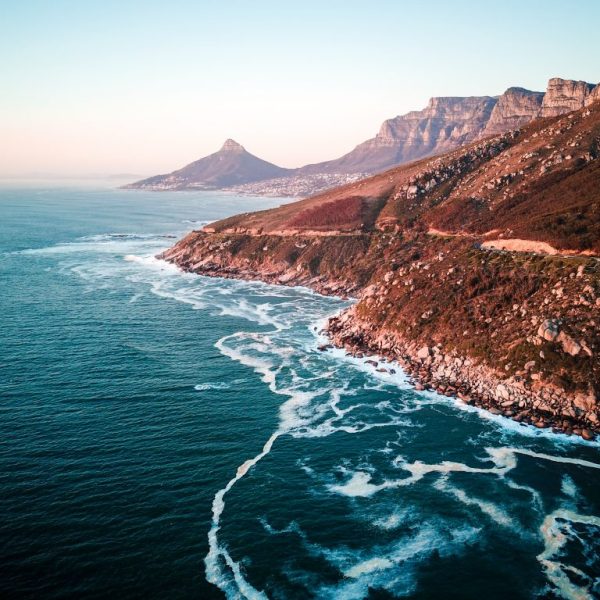 Aerial photograph of a distant lions head